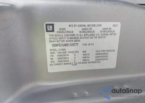 2008 Chevrolet Express G1500 from USA, damaged, VIN 1GNFG154881120777